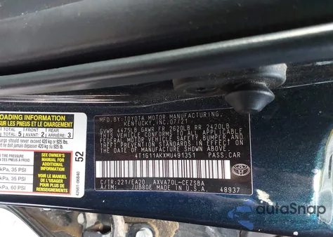 2021 Toyota Camry Se z USA, uszkodzony, nr VIN 4T1G11AKXMU491351